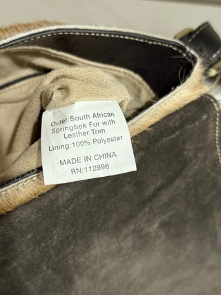 Diane Gail South African Springbok Fur with Leather Trim Crossbody Messenger Bag