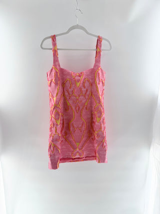 Alexis Pink textured ikat mini dress, M