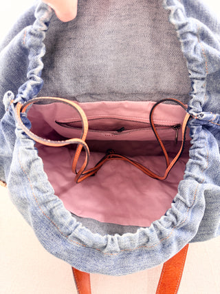 RED Valentino raffia large tote with denim bow