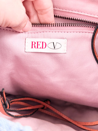 RED Valentino raffia large tote with denim bow