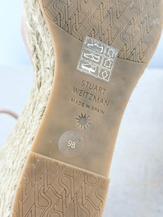 Stuart Weitzman Nudistia Espadrille Ankle Strap Wedge Platform Sandals Beige 9
