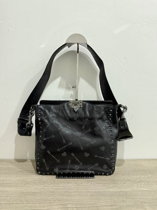 Valentino Rockstud Embossed Leather Square Crossbody Messenger Bag Medium