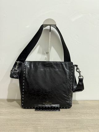 Valentino Rockstud Embossed Leather Square Crossbody Messenger Bag Medium
