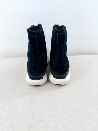 Sorel Explorer II Joan Faux Shearling Lace Up Winter Boots Black Women's 8.5