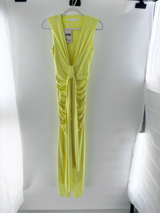 Susana Monaco Tie Front Plunging V-Neck Gathered Maxi Dress Glow Women's Size XS