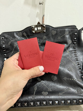 Valentino Rockstud Embossed Leather Square Crossbody Messenger Bag Medium