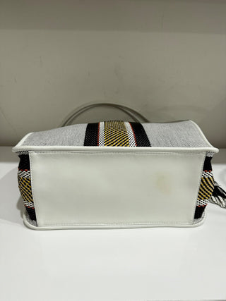 Proenza Schouler Medium Woven Stripes Tote Shoulder Bag White/Black/Yellow