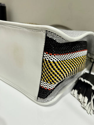 Proenza Schouler Medium Woven Stripes Tote Shoulder Bag White/Black/Yellow