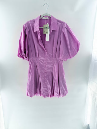 Simkhai Pink puff-sleeve button-down mini dress, 12