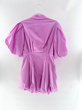 Simkhai Pink puff-sleeve button-down mini dress, 12