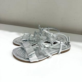 Kennel & Schmenger Elle Flat Strappy Sandals Metallic Silver Leather Womens 4.5