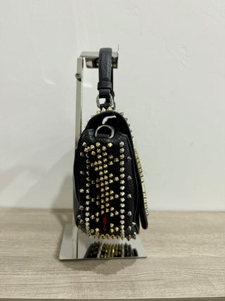 Christian Louboutin Panettone Studded Messenger Crossbody Top Handle Bag Black