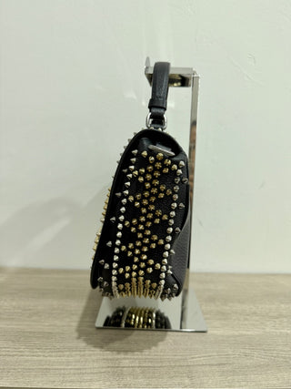 Christian Louboutin Panettone Studded Messenger Crossbody Top Handle Bag Black