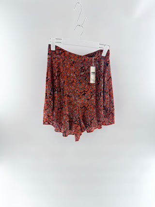 Maje Red leopard print ruffle shorts, 38