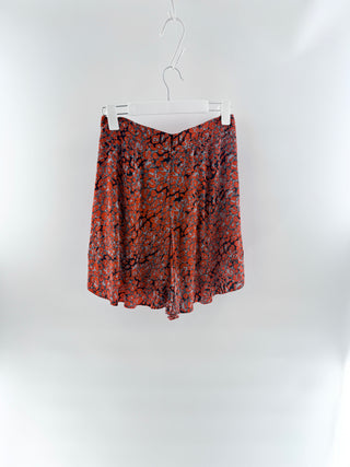 Maje Red leopard print ruffle shorts, 38