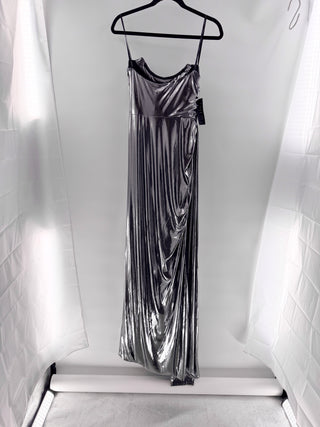 NWT Retrofete Shivani Strapless Slit Metallic Long Dress Gunmetal Women's Size S