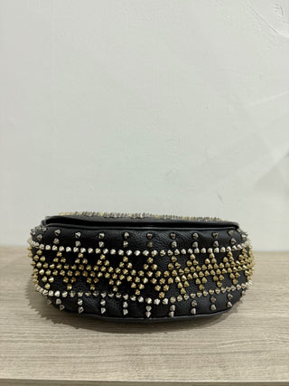 Christian Louboutin Panettone Studded Messenger Crossbody Top Handle Bag Black