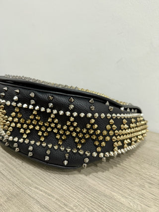 Christian Louboutin Panettone Studded Messenger Crossbody Top Handle Bag Black