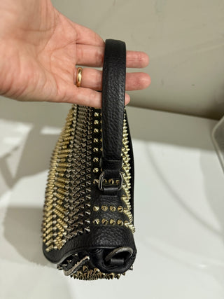 Christian Louboutin Panettone Studded Messenger Crossbody Top Handle Bag Black