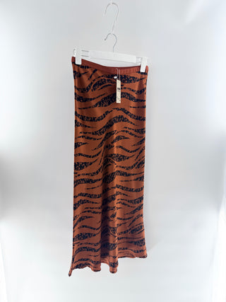 Anine Bing Orange tiger print silk skirt, S/P
