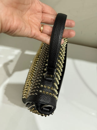 Christian Louboutin Panettone Studded Messenger Crossbody Top Handle Bag Black