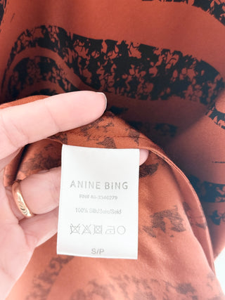Anine Bing Orange tiger print silk skirt, S/P