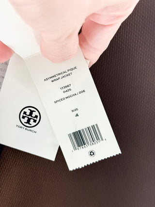 Tory Burch Brown collarless asymetrical tailored blazer, 4
