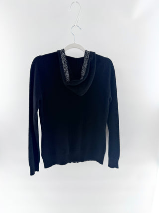 n.a. Black embellished zip-up knit hoodie, S