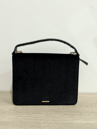 Les Petits Joueurs Pixie Lolita Leather & Velvet Top Handle Bag Black