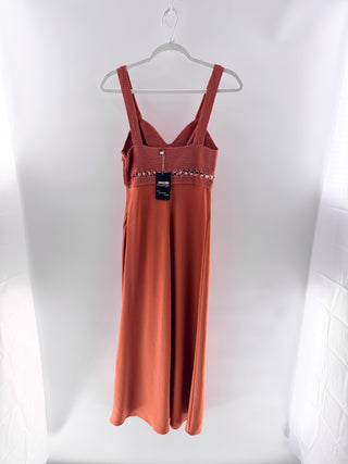 A.L.C. Talia Satin Sleeveless Sweetheart Midi Dress Burnt Terracotta Women's S