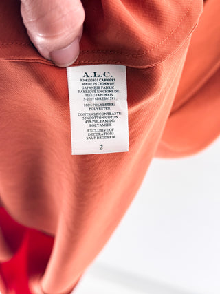 A.L.C. Talia Satin Sleeveless Sweetheart Midi Dress Burnt Terracotta Women's S
