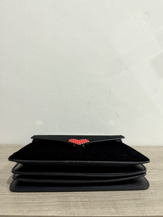 Les Petits Joueurs Pixie Lolita Leather & Velvet Top Handle Bag Black