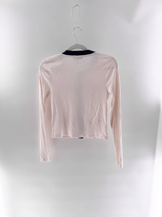 J Crew Vintage Rib Two-Tone Long Sleeve Lady Jacket Cardigan White Black Women S