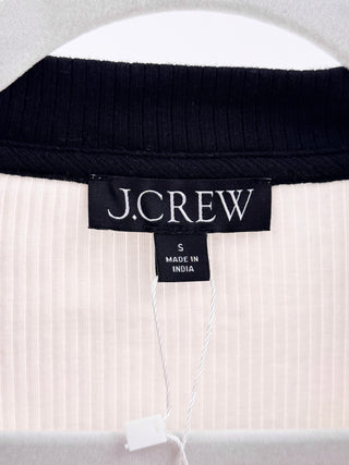 J Crew Vintage Rib Two-Tone Long Sleeve Lady Jacket Cardigan White Black Women S