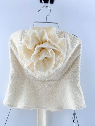 LPA Romola Strapless Top with Floral Rosette Cannoli Cream Women's Size Small