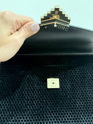 Les Petits Joueurs Pixie Lolita Leather & Velvet Top Handle Bag Black