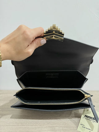 Les Petits Joueurs Pixie Lolita Leather & Velvet Top Handle Bag Black