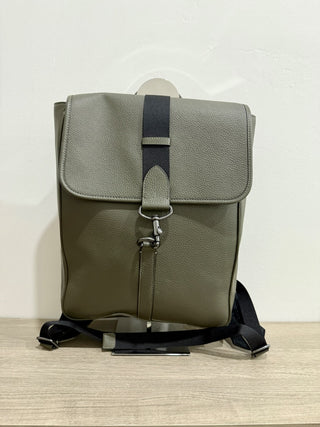 Coach Blaine Refined Pebble Leather Preppy School Backpack Gunmetal/Olive Drab
