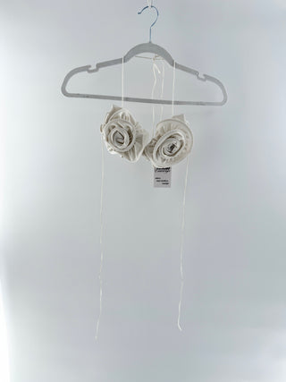musee statement bikini top designed with oversized 3D rosette cups and delicate tie straps, S