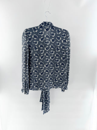 Tory Burch Blue floral tie-neck silk blouse, 2