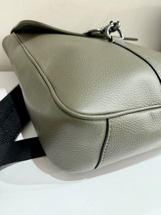 Coach Blaine Refined Pebble Leather Preppy School Backpack Gunmetal/Olive Drab