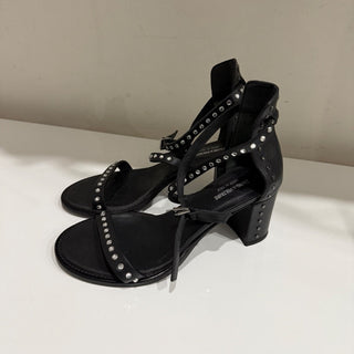 Zadig & Voltaire May Studded Leather Ankle Strap Block Heel Sandals Black EU 36