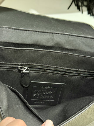 Coach Blaine Refined Pebble Leather Preppy School Backpack Gunmetal/Olive Drab