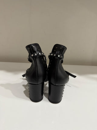 Zadig & Voltaire May Studded Leather Ankle Strap Block Heel Sandals Black EU 36