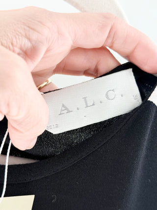 A.L.C. Black colorblock short sleeve silk blouse, S