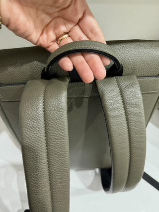 Coach Blaine Refined Pebble Leather Preppy School Backpack Gunmetal/Olive Drab