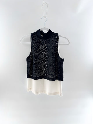 A.L.C. Black floral overlay sleeveless blouse, 2