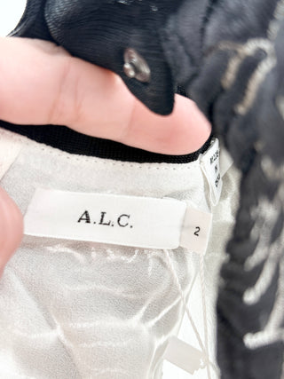 A.L.C. Black floral overlay sleeveless blouse, 2