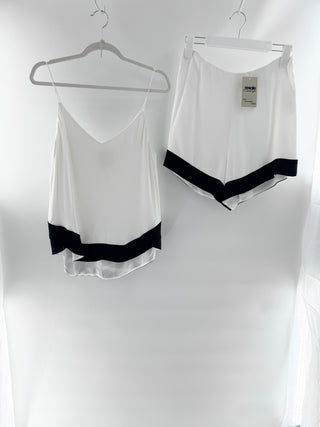 C/Meo Collective White colorblock satin matching set, top XS / bottom M