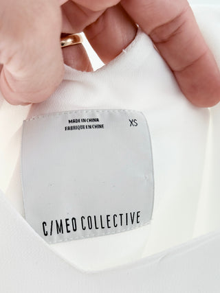 C/Meo Collective White colorblock satin matching set, top XS / bottom M